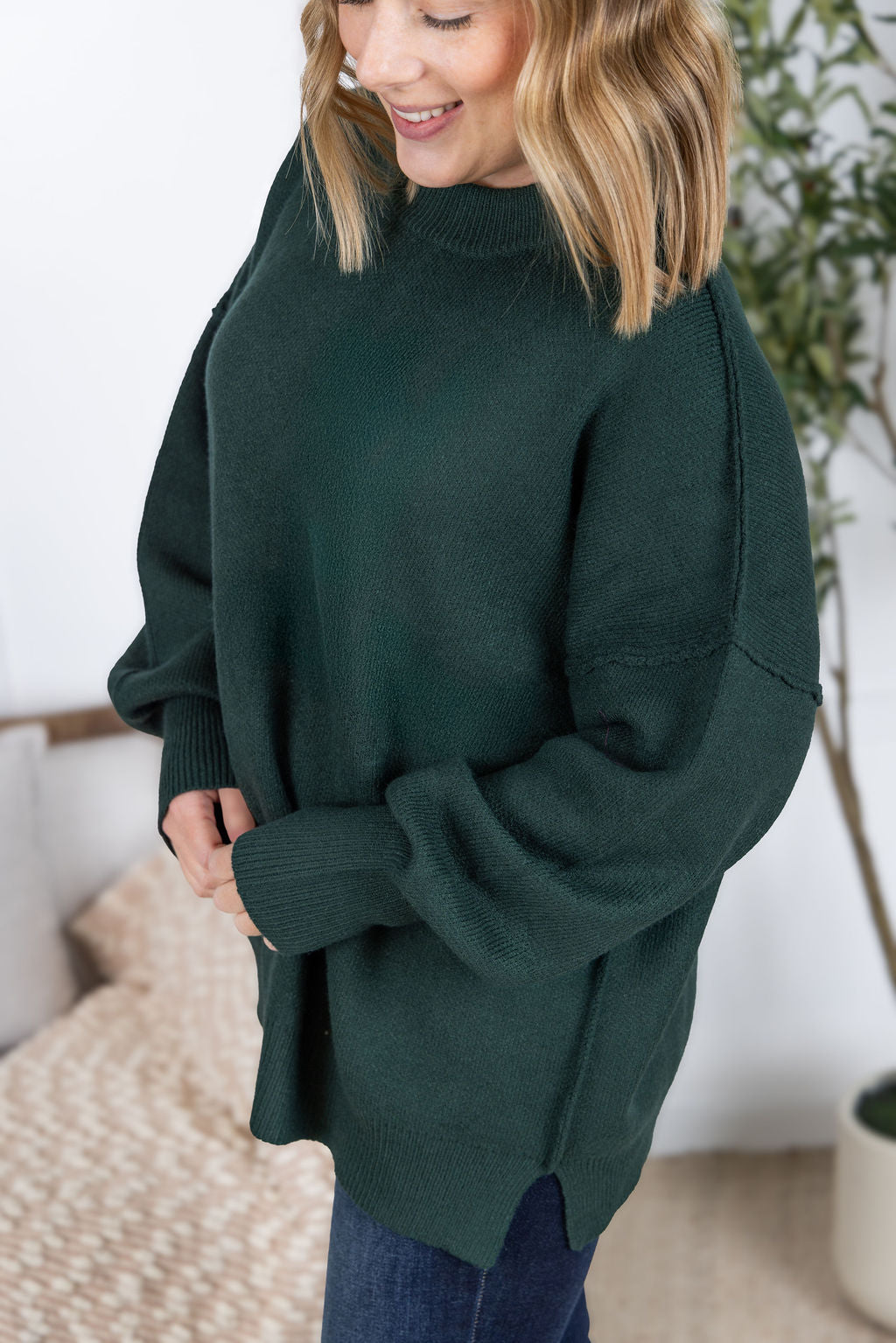 Michelle Mae Aurora Cozy Sweater - Hunter Green