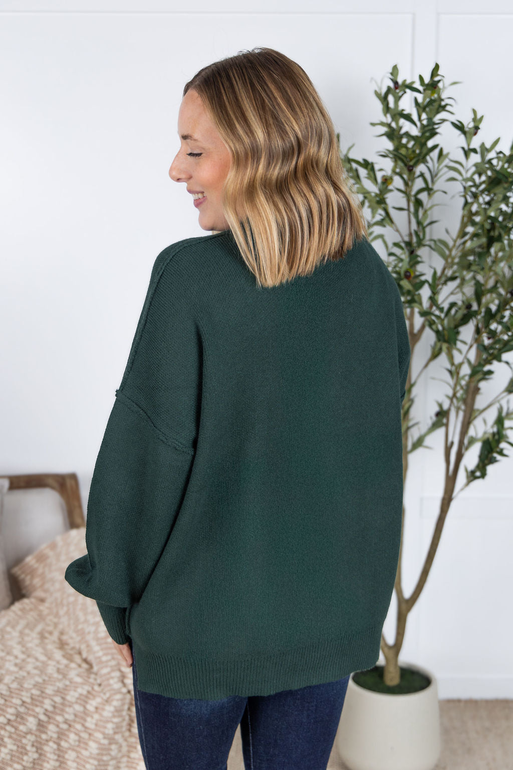 Michelle Mae Aurora Cozy Sweater - Hunter Green