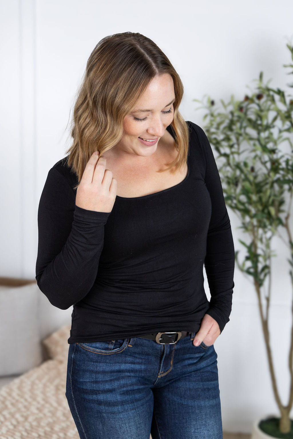 Michelle Mae Alyssa Long Sleeve Top - Black