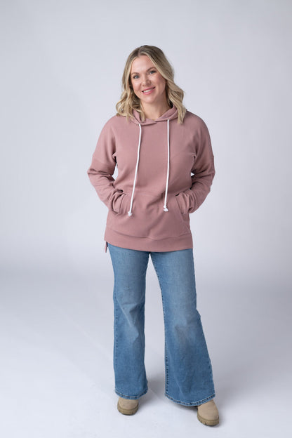 Michelle Mae Kacey Ribbed Hoodie - Rose