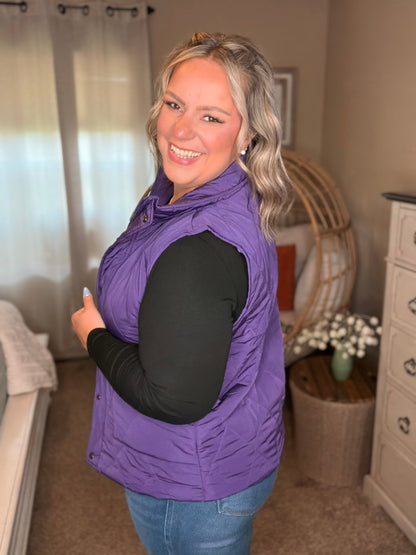 Michelle Mae Remy Zip Up Vest - Purple