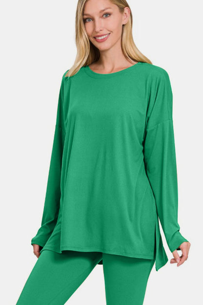 Nighty Night Long Sleeve Top and Leggings Lounge Set In Kelly Green