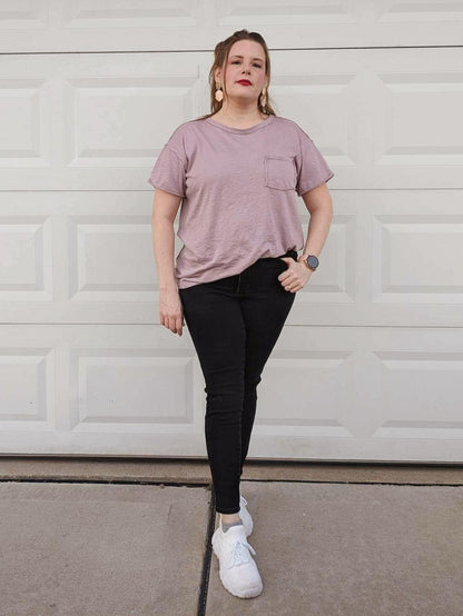 Casually Cool Patch Pocket Tee in Mauve