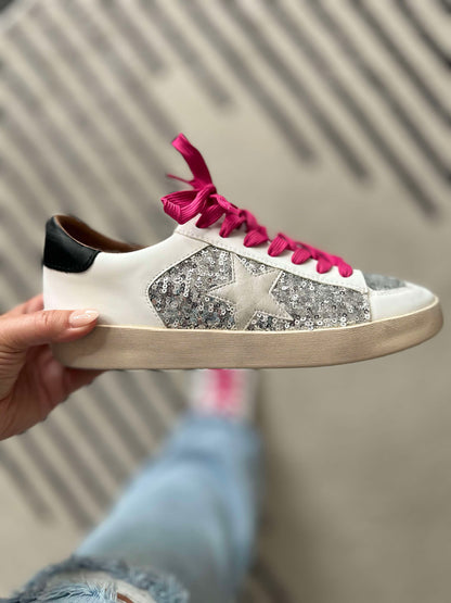 Another Round Sneakers in Silver Sequins