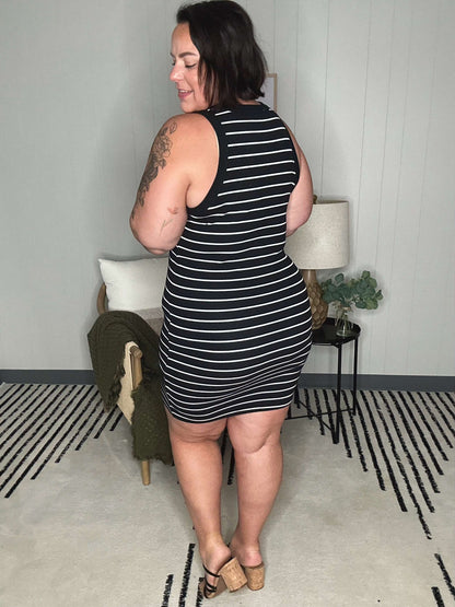 Coming Around Ribbed Striped Dress