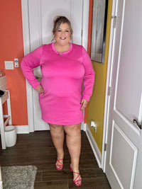 Milan Travel Shift Dress in Hot Pink