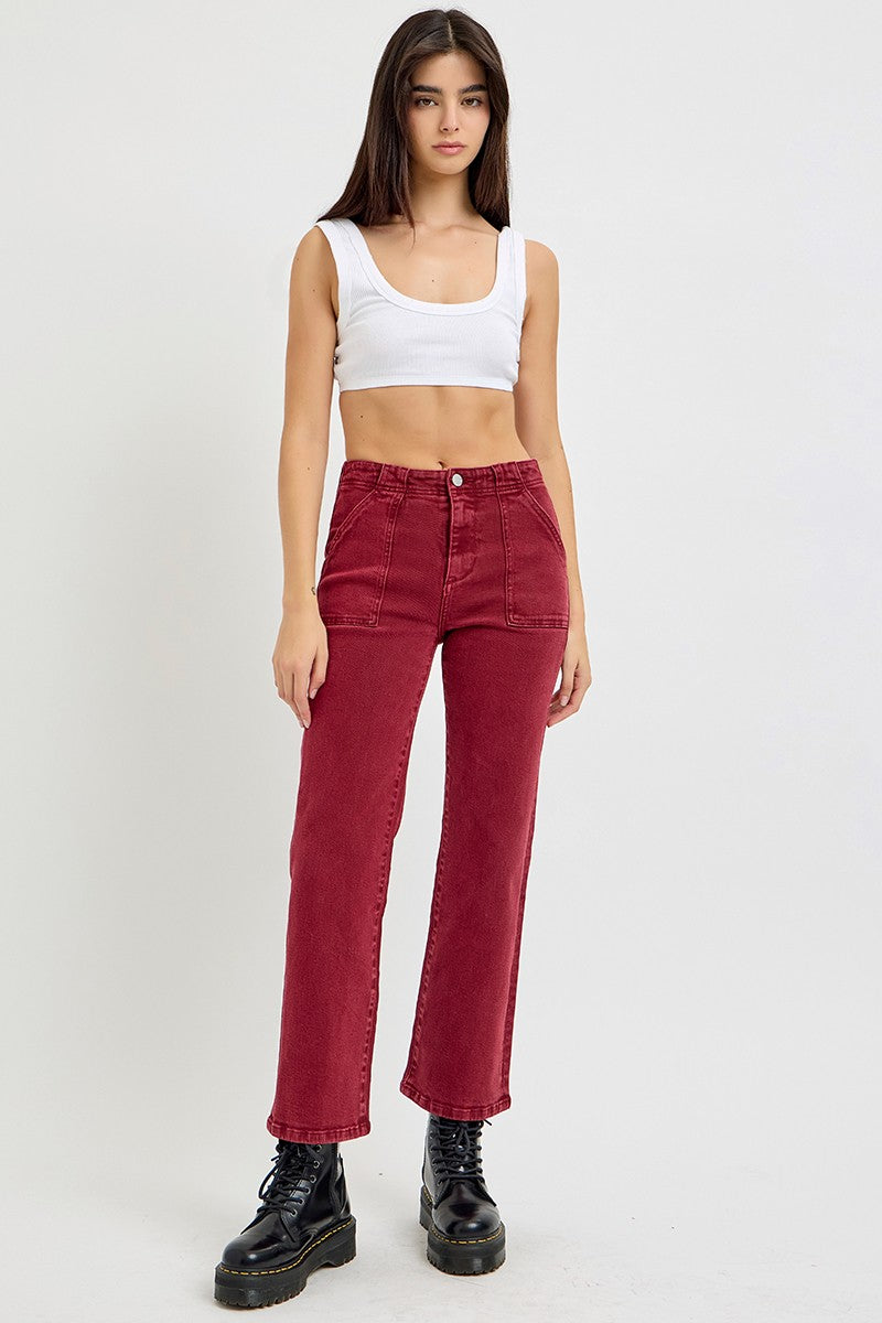 Urban Patch High Rise Jeans - Wine