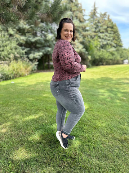 Spotted Around Town Long Sleeve Top