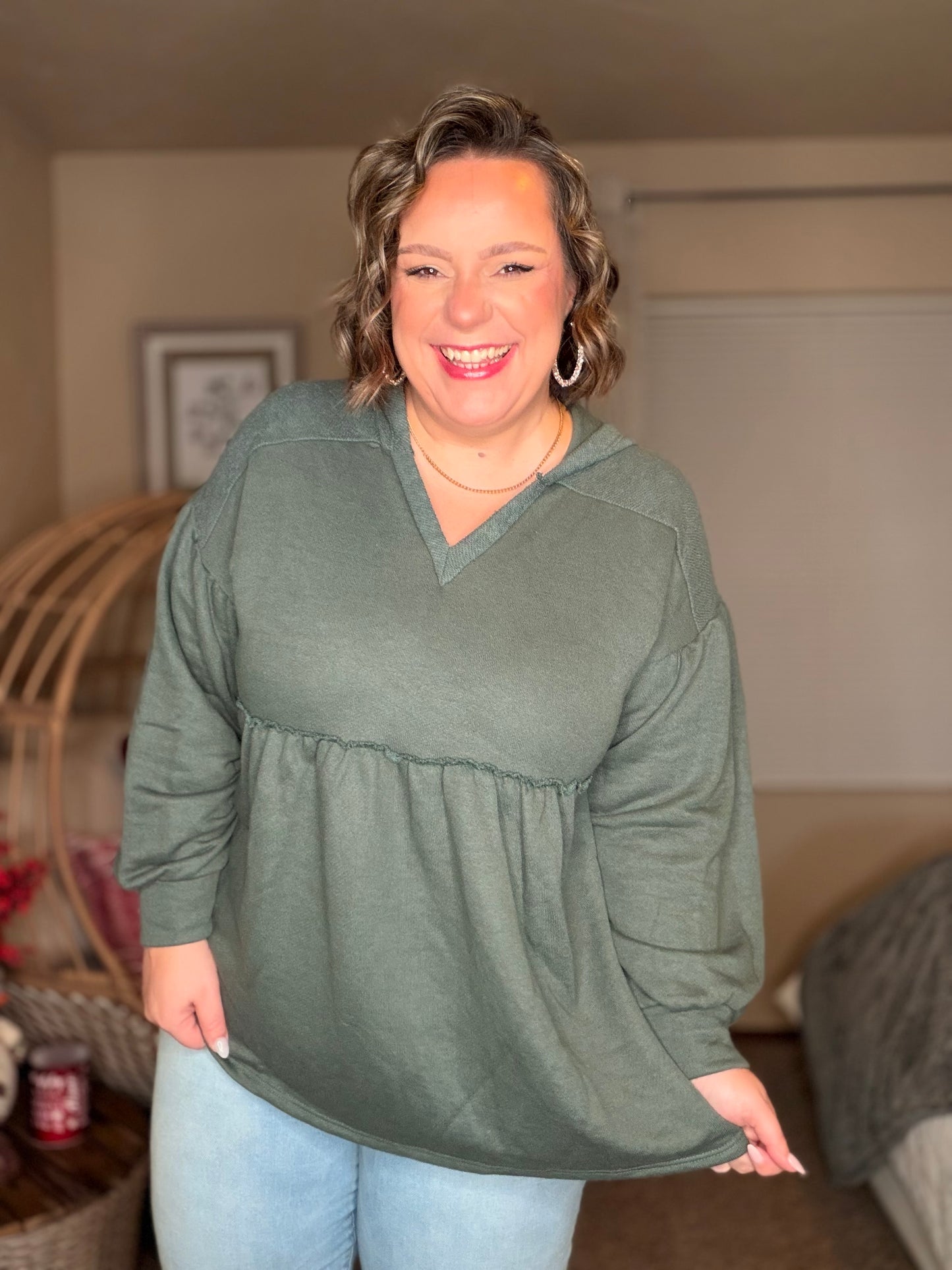 She's Not Wrong Hooded V-Neck Pullover