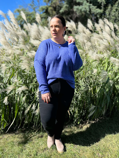 Casual Tuesday Ribbed Knit Sweater in Bright Blue