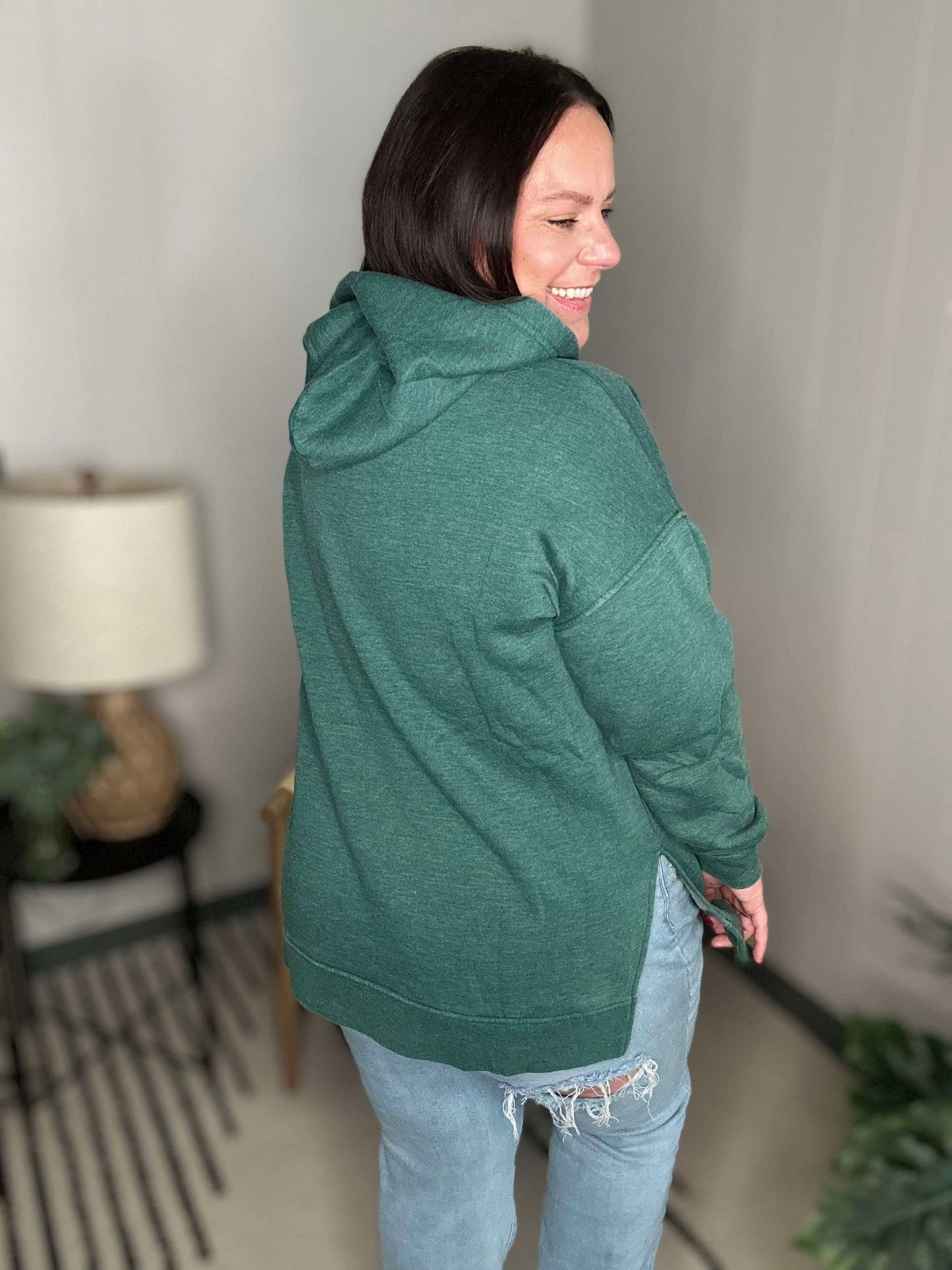 Michelle Mae Vintage Wash Hoodie - Hunter Green