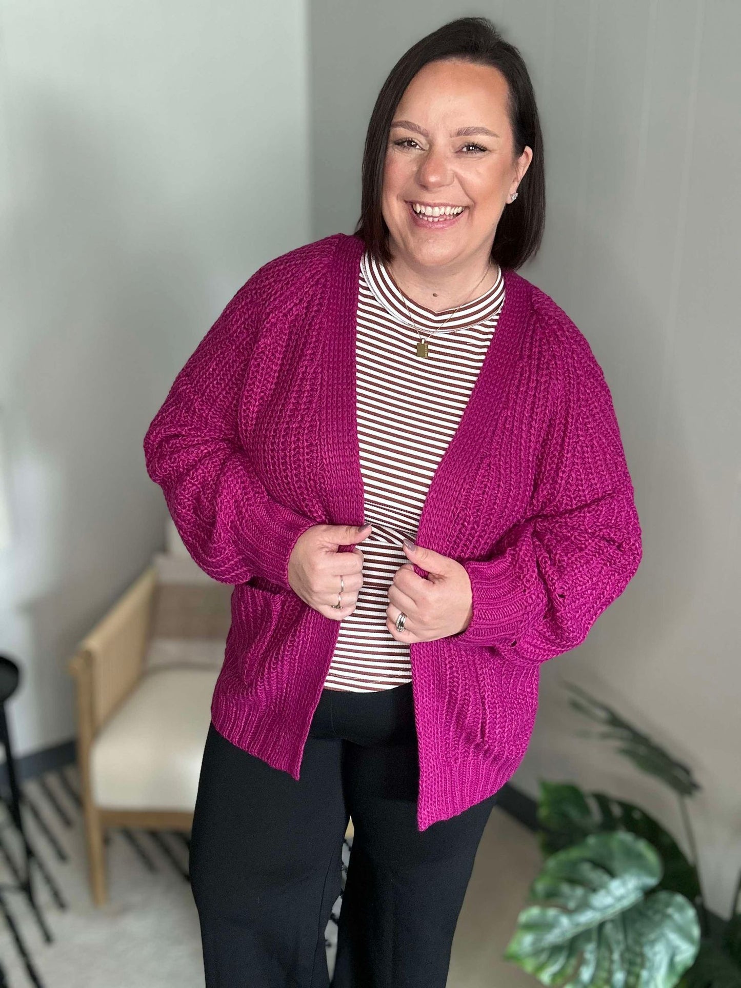 Maybe Monday Cardigan in Berry