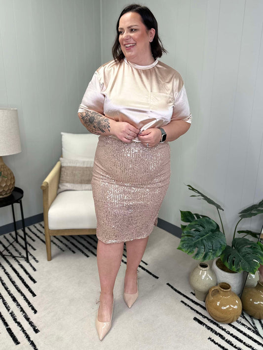 Gilded Age Sequin Skirt in Champagne