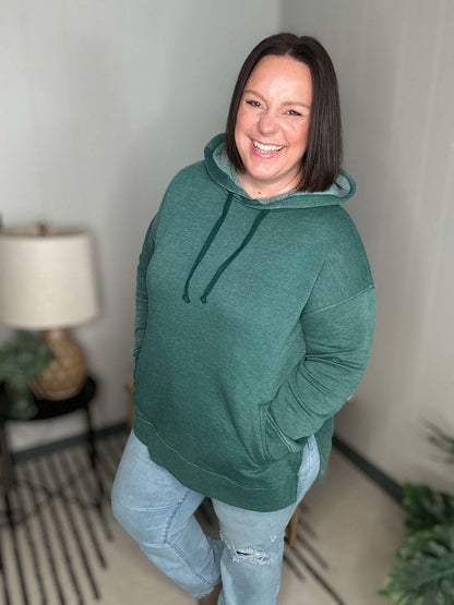 Michelle Mae Vintage Wash Hoodie - Hunter Green