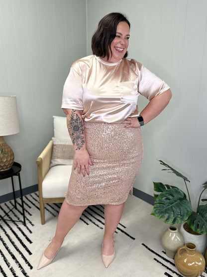 Gilded Age Sequin Skirt in Black