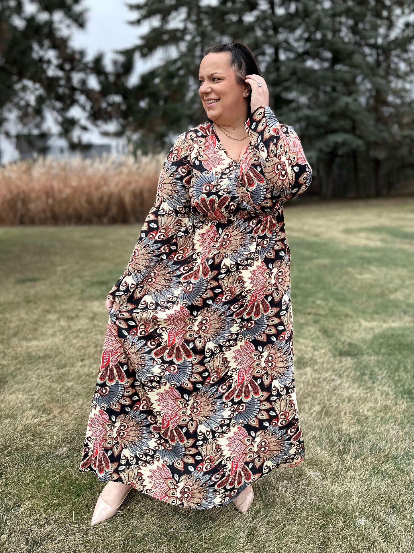 Send it Over Faux Wrap Maxi Dress