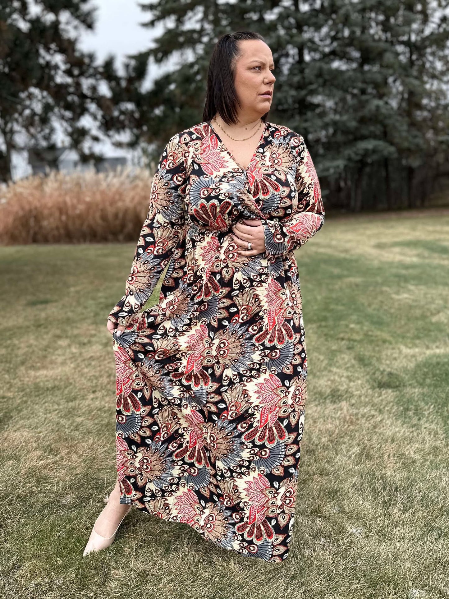 Send it Over Faux Wrap Maxi Dress