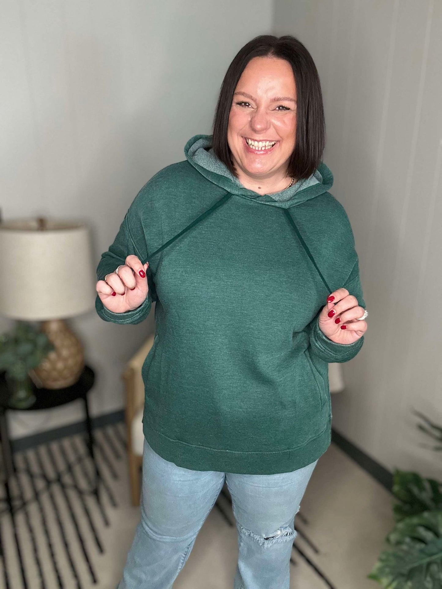 Michelle Mae Vintage Wash Hoodie - Hunter Green