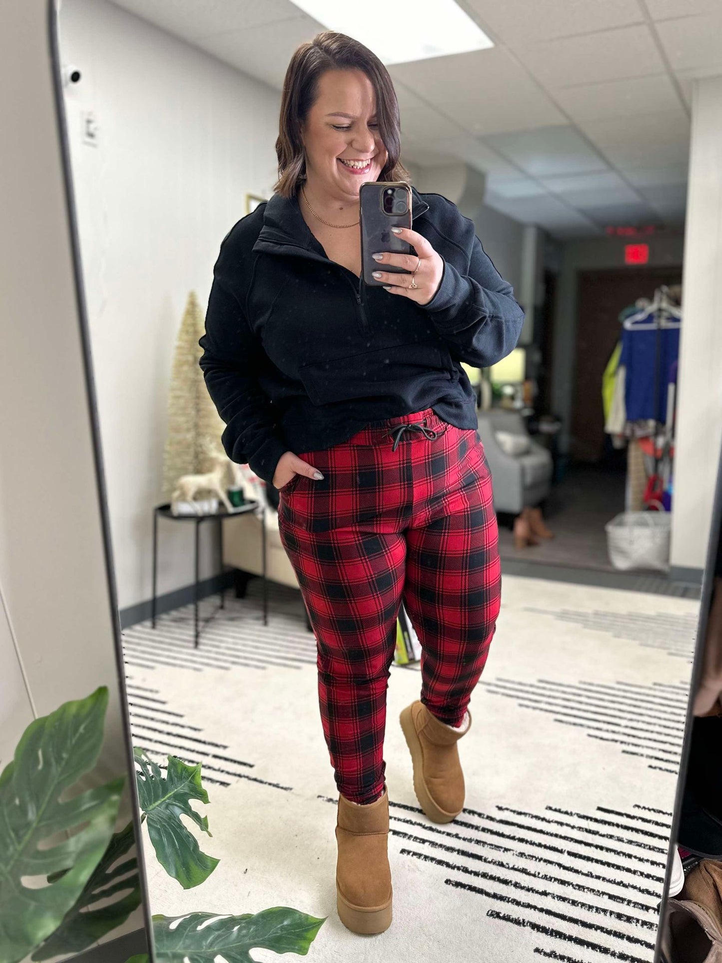 Your New Favorite Joggers in Red Plaid