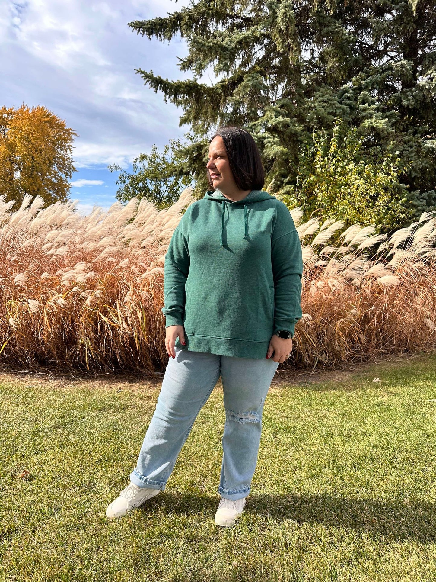 Michelle Mae Vintage Wash Hoodie - Hunter Green