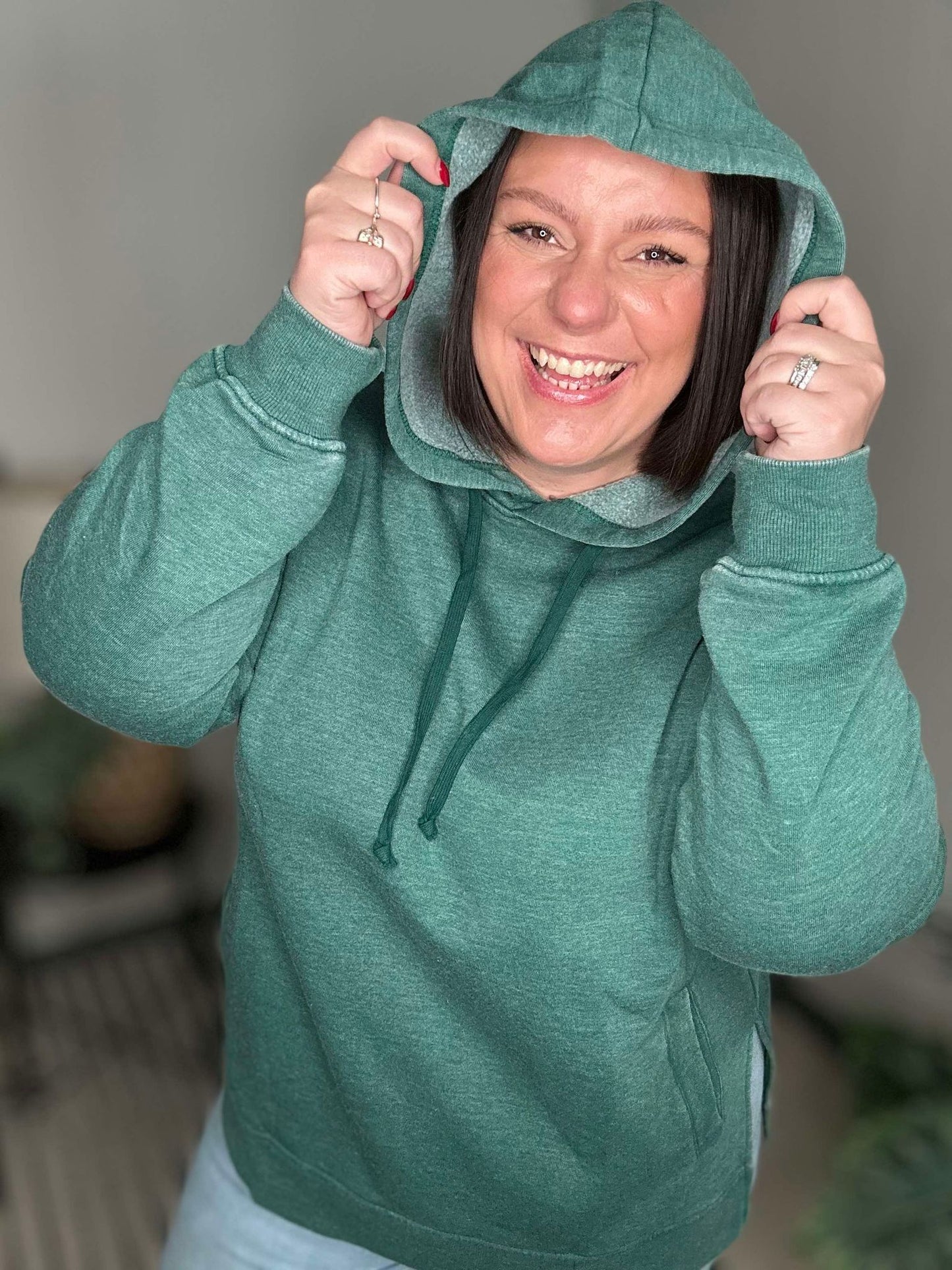 Michelle Mae Vintage Wash Hoodie - Hunter Green