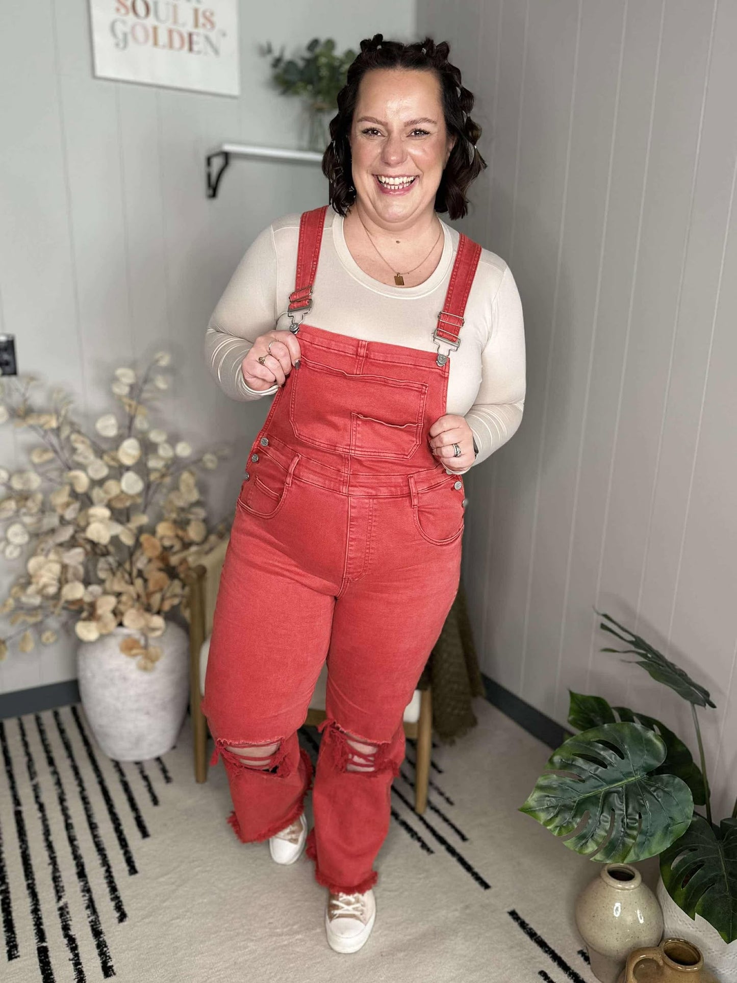 DAHLIA CROP WIDE LEG OVERALLS