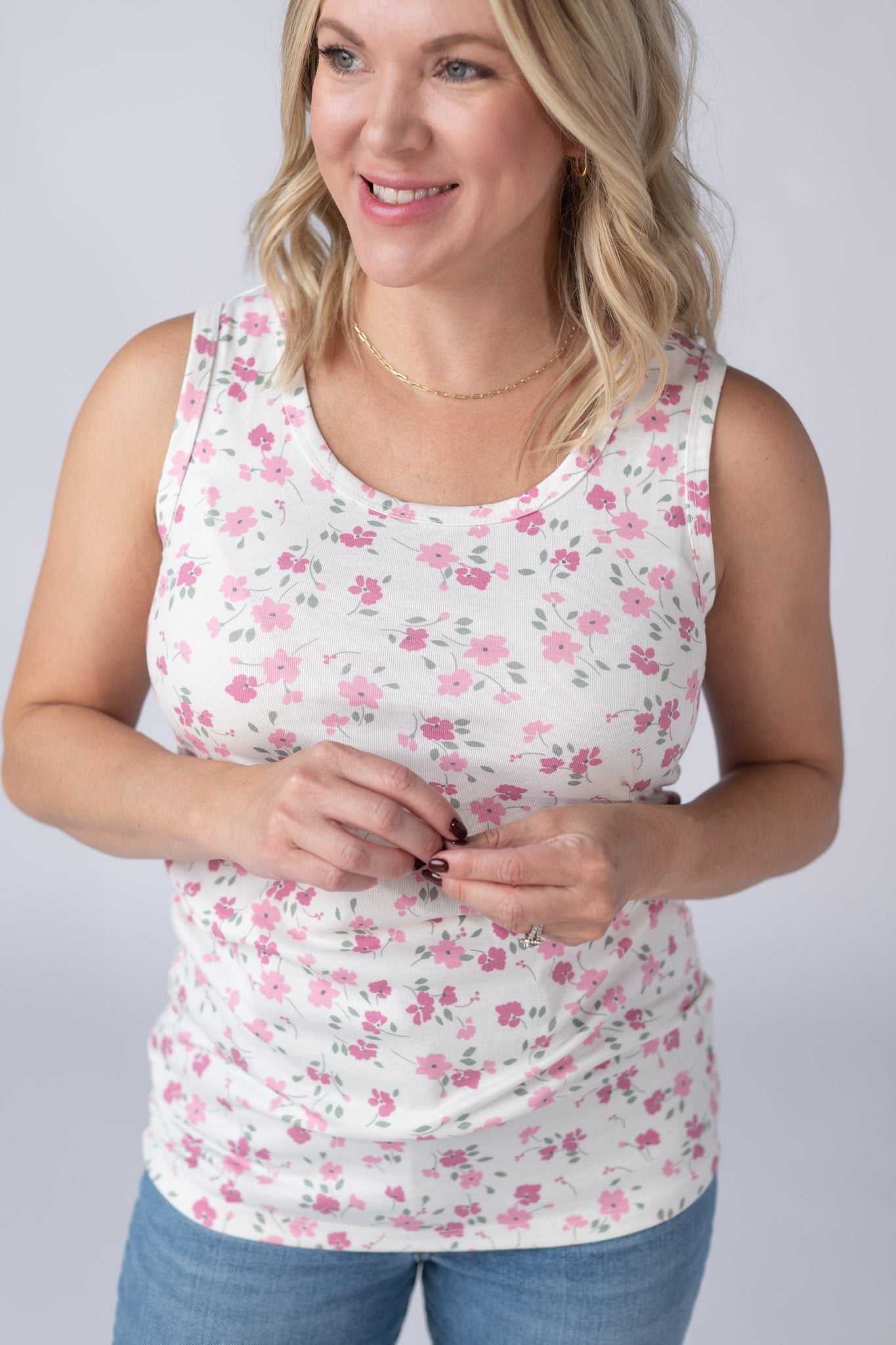 Michelle Mae Ava Tank - Pretty in Pink Floral