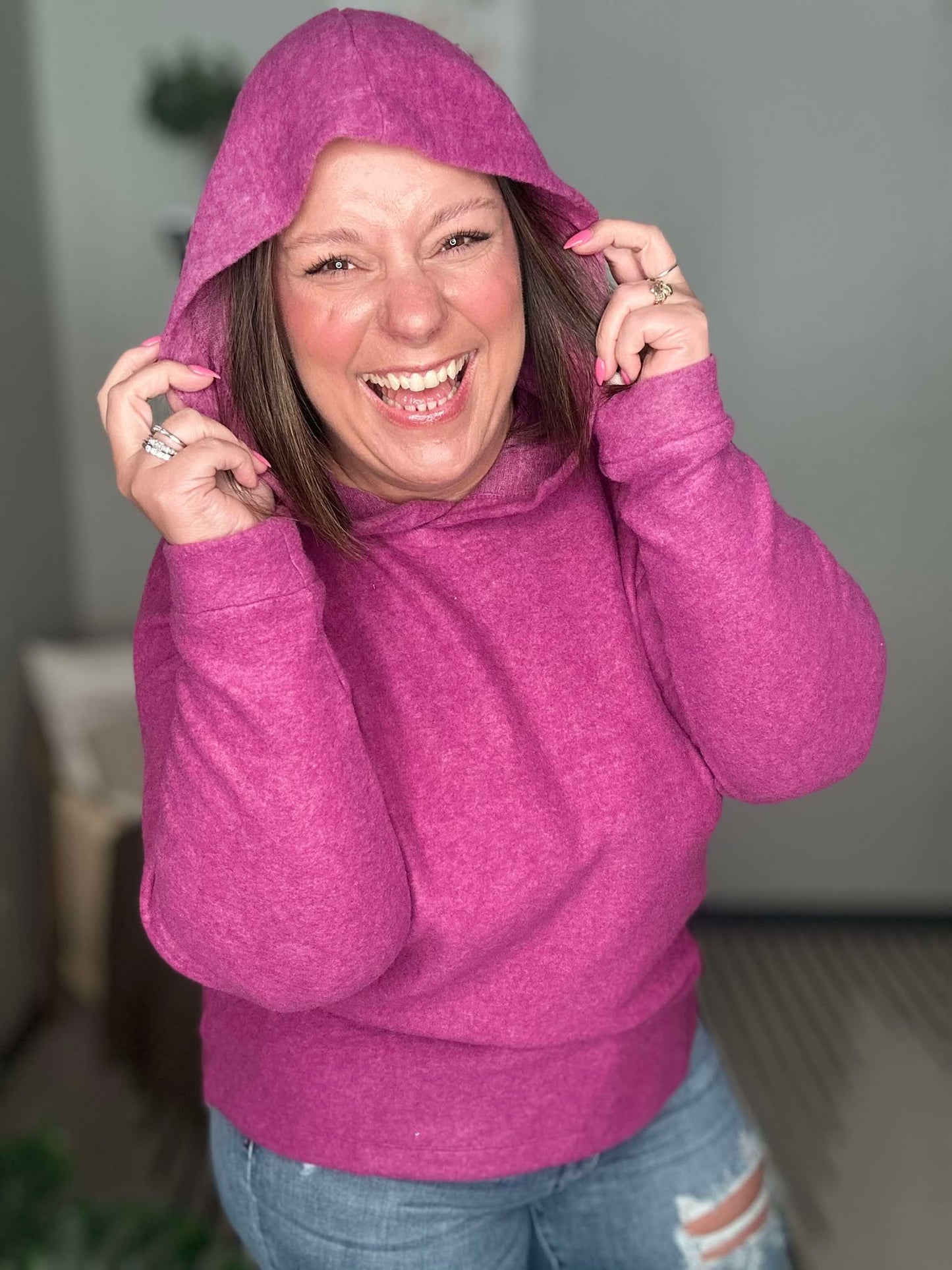 Basically My Favorite Hooded Pullover in Bright Mauve