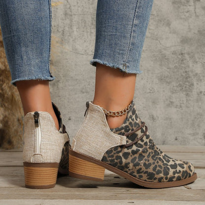 PREORDER: Contrast Canvas Low Heel Boots