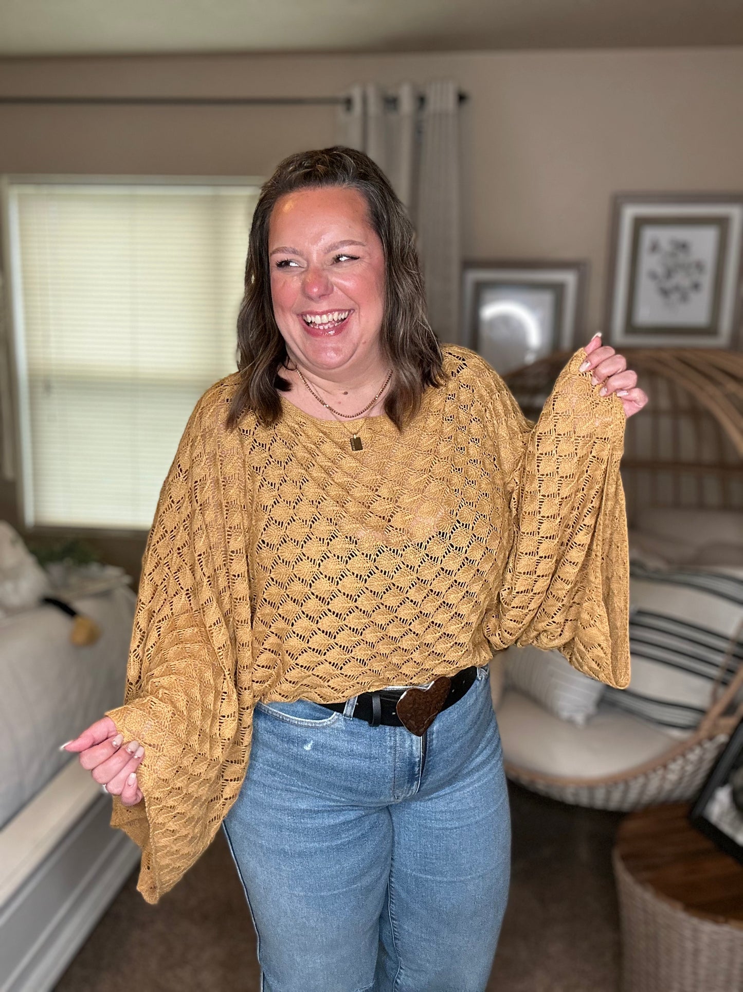 FALL COLORS FREE SPIRIT BELL SLEEVE TOP