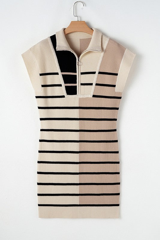 Bold Stripes Zip Sweater Dress