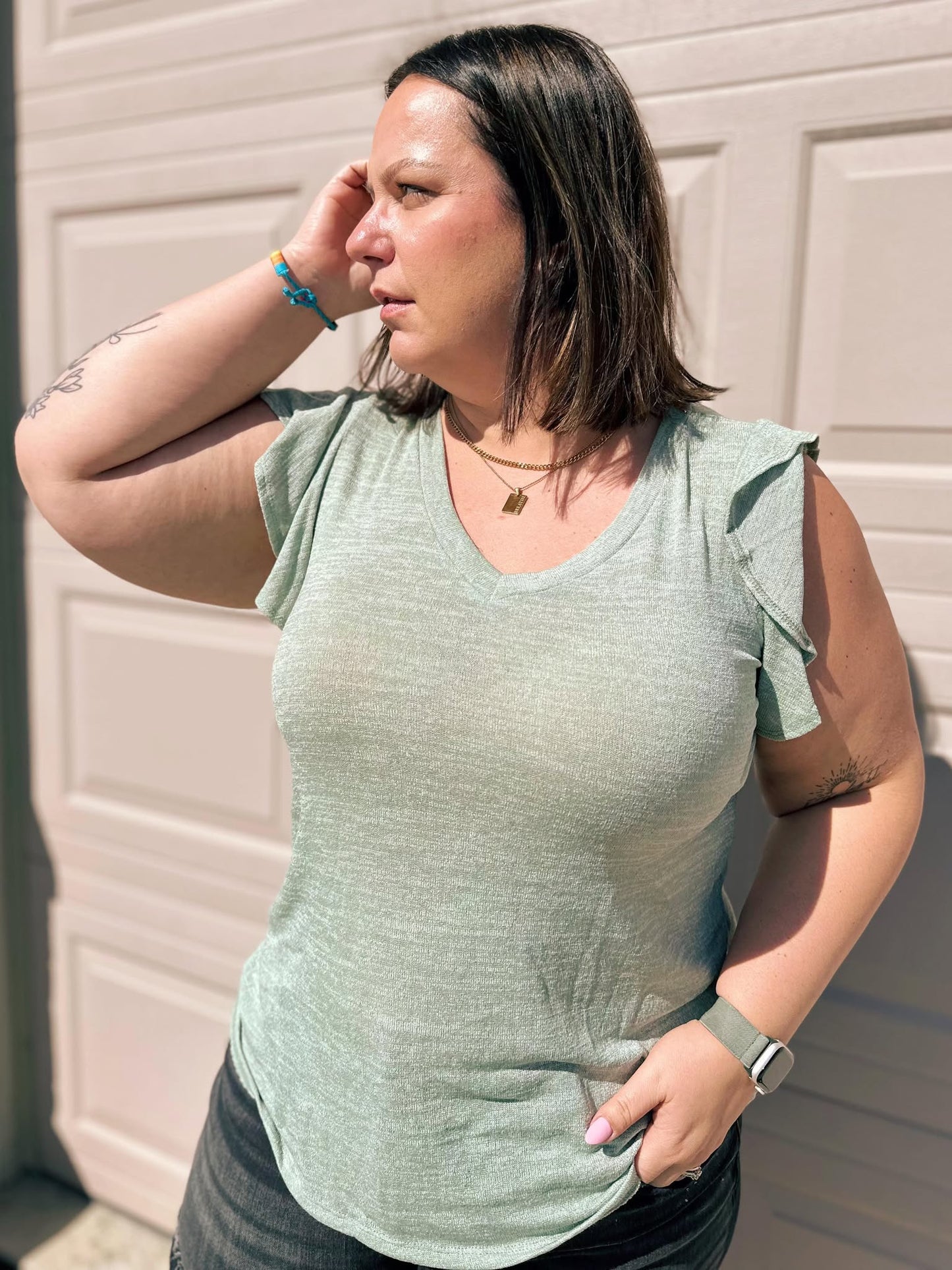 Take It In Flutter Sleeve Top
