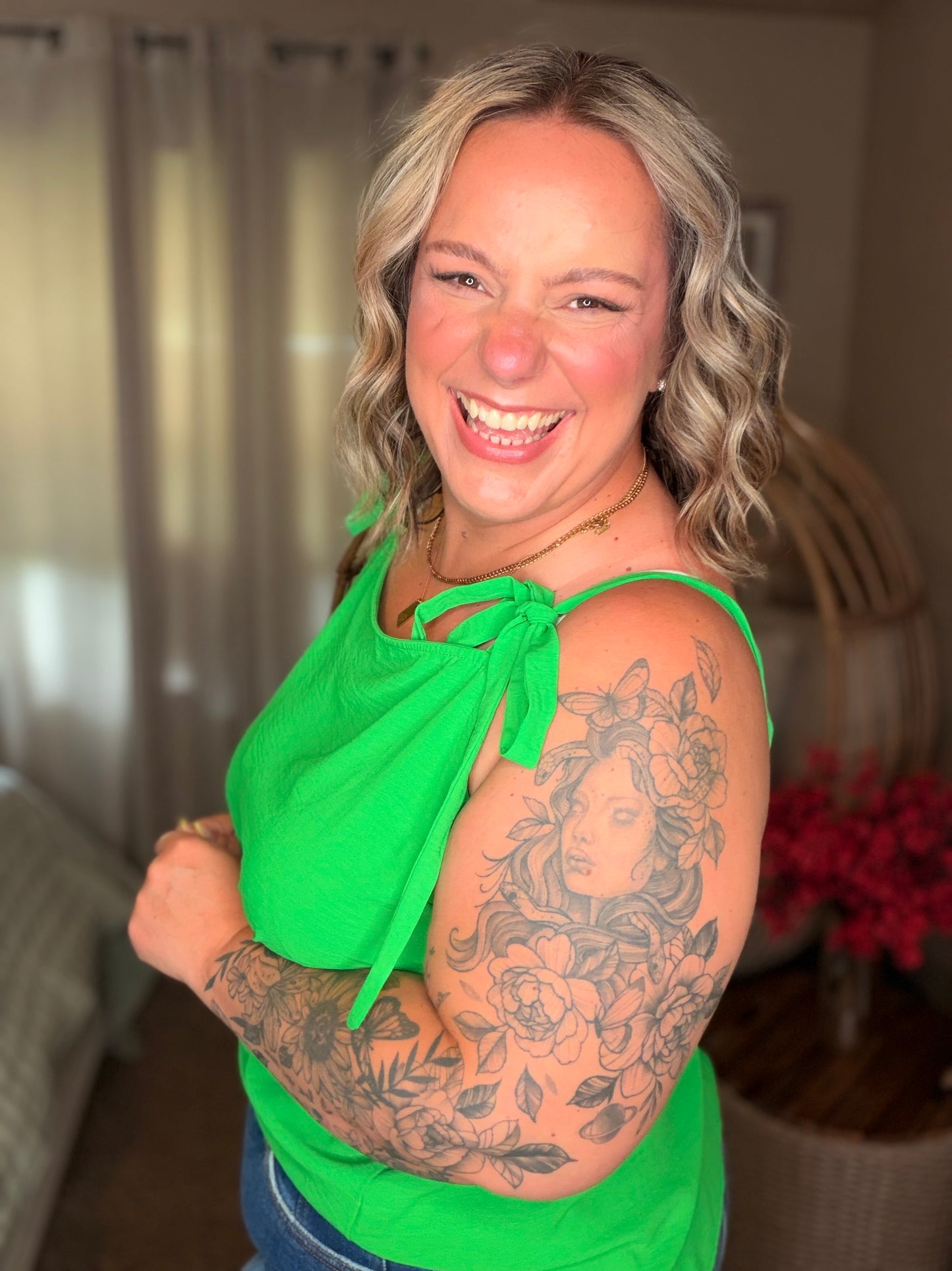A Little Closer Shoulder Tied Tank Top