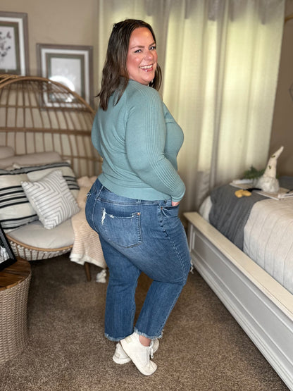 Michelle Mae Ella Long Sleeve Top - Sage