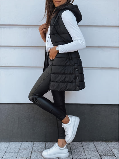 PREORDER - Cozy Essentials Zip Up Hooded Vest Coat (PLUS)