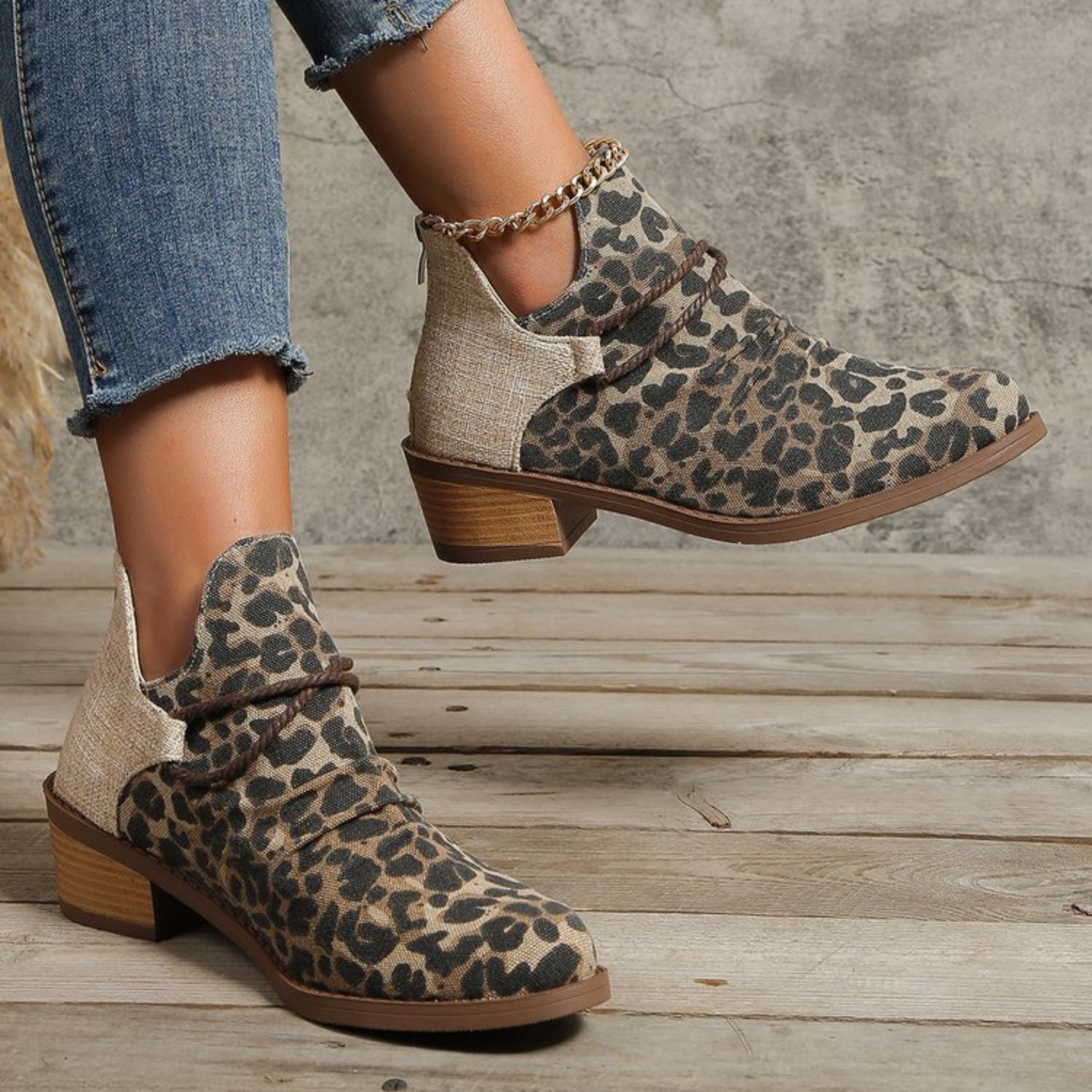 PREORDER: Contrast Canvas Low Heel Boots