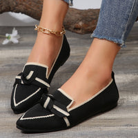 PREORDER: Bow Contrast Trim Point Toe Loafers