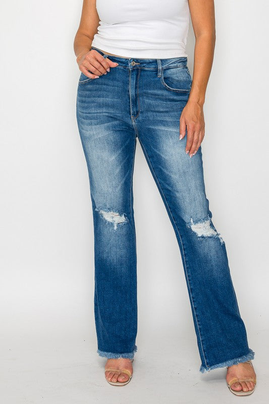 Untamed Flair Raw Hem Bootcut Jeans