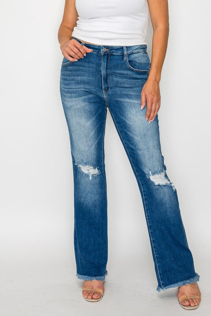 Untamed Flair Raw Hem Bootcut Jeans