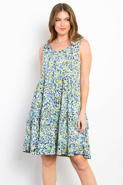 A Girl Needs Love Wrinkle Free Ruffled Dress-Blue