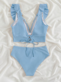 PREORDER- Ruffled V-Neck Sleeveless Two-Piece Swim Set