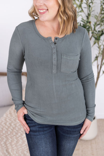 Michelle Mae Georgia Long Sleeve Top - Dusty Jade
