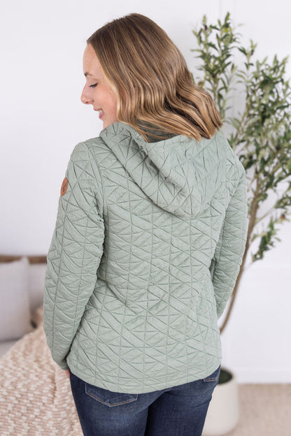 Michelle Mae Geometric Fullzip Hoodie - Sage