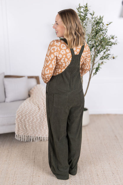 Michelle Mae Corduroy Overalls - Olive