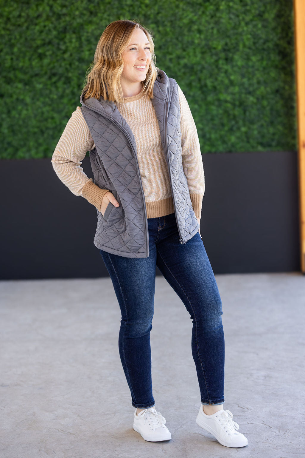 Michelle Mae Heather Hooded Vest - Grey