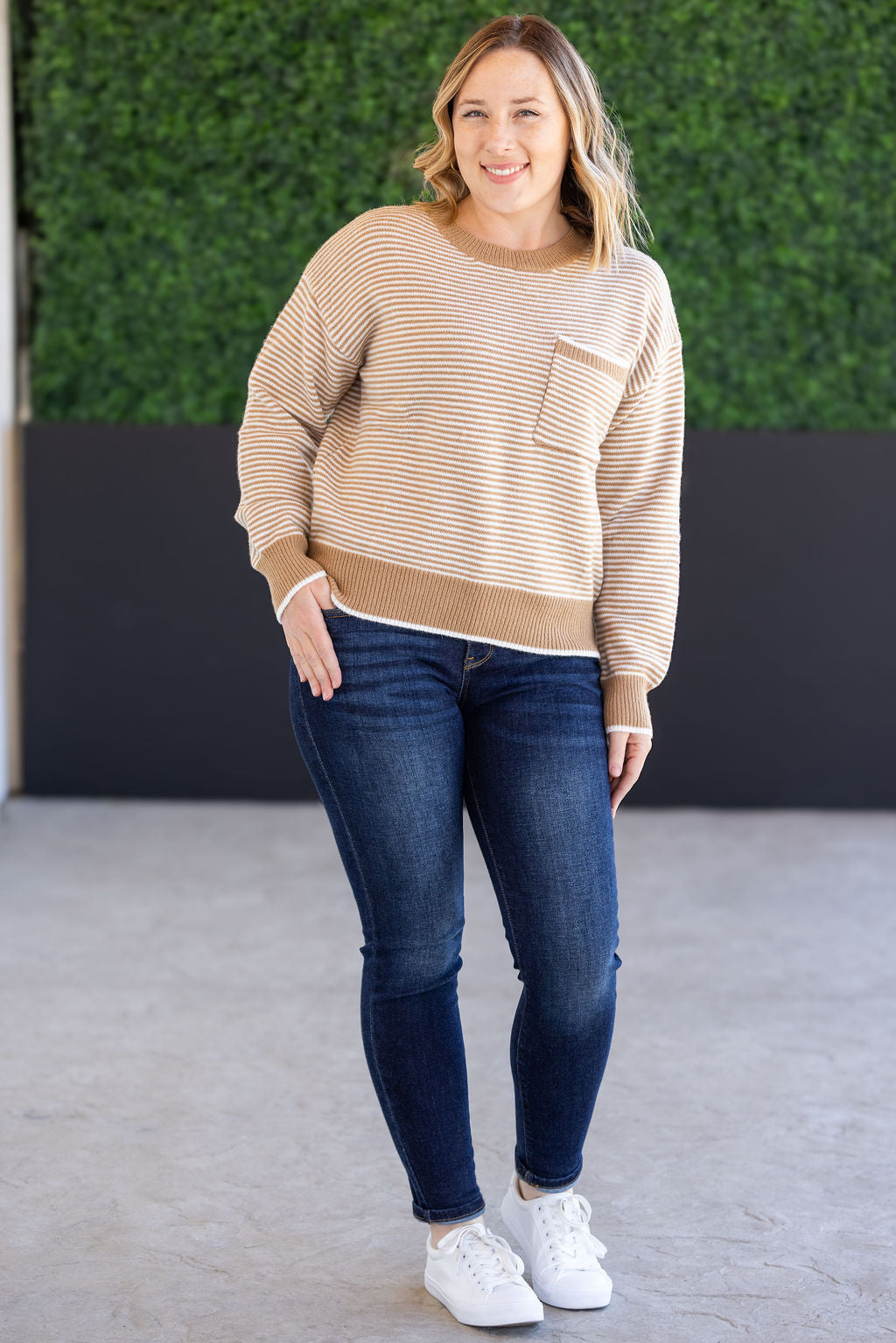 Michelle Mae Miley Striped Sweater - Latte