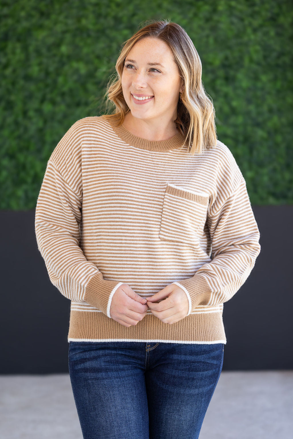 Michelle Mae Miley Striped Sweater - Latte