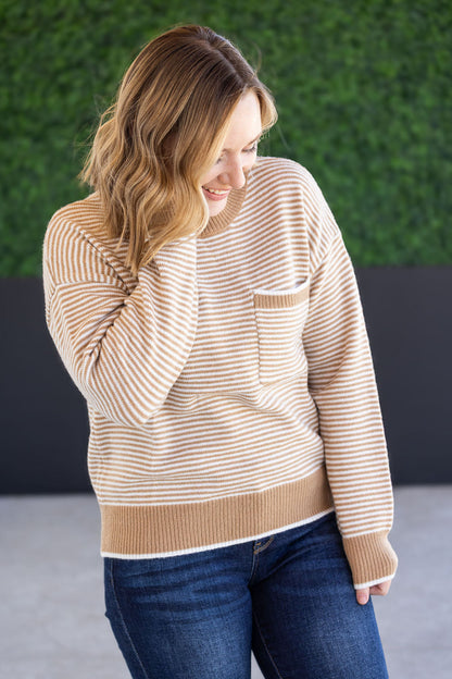 Michelle Mae Miley Striped Sweater - Latte