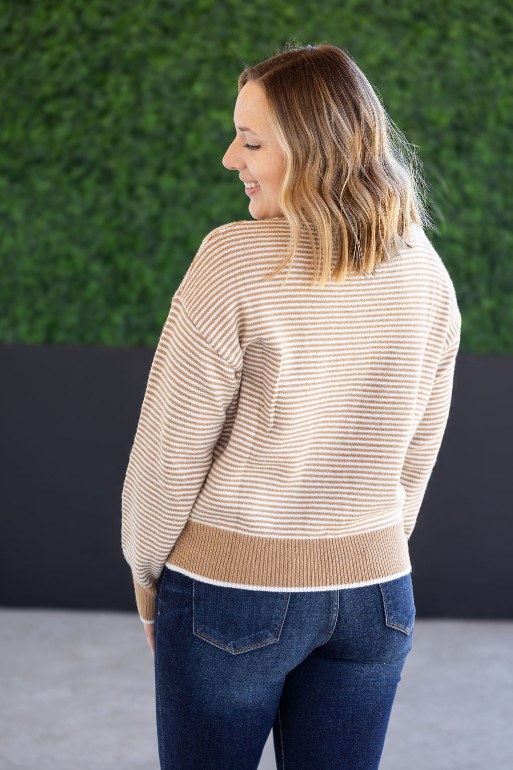 Michelle Mae Miley Striped Sweater - Latte