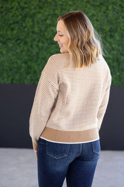 Michelle Mae Miley Striped Sweater - Latte